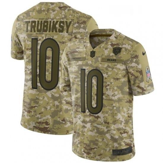 Mens Nike Chicago Bears 10 Mitchell Trubisky Limited Camo 2018 Salute to Service NFL Jersey