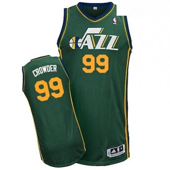 Mens Adidas Utah Jazz 99 Jae Crowder Authentic Green Alternate NBA Jersey