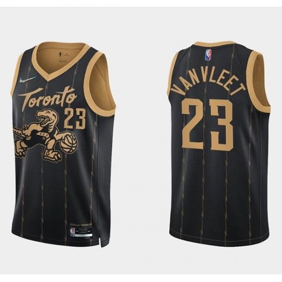 Men Toronto Raptors 23 Fred Vanvleet 2021 22 City Edition Black 75th Anniversary Swingman Stitched Basketball Jersey