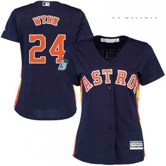 Womens Majestic Houston Astros 24 Jimmy Wynn Replica Navy Blue Alternate Cool Base MLB Jersey