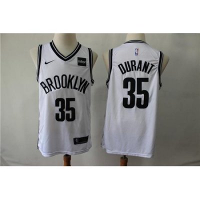 Nets 35 Kevin Durant White Nike Swingman Jersey