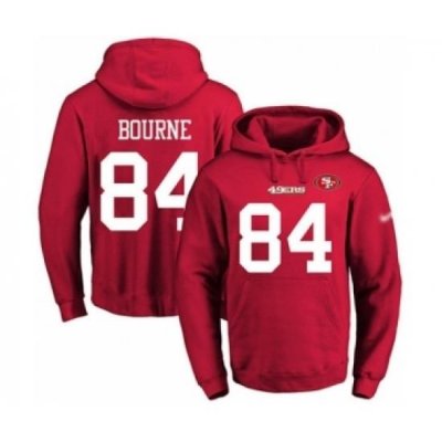 Football Mens San Francisco 49ers 84 Kendrick Bourne Red Name Number Pullover Hoodie