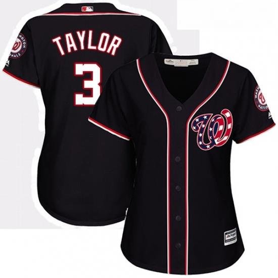 Womens Majestic Washington Nationals 3 Michael Taylor Authentic Navy Blue Alternate 2 Cool Base MLB Jersey