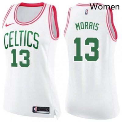 Womens Nike Boston Celtics 13 Marcus Morris Swingman WhitePink Fashion NBA Jersey