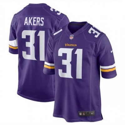 Men Minnesota Vikings 31 Cam Akers Purple Stitched Game Jersey