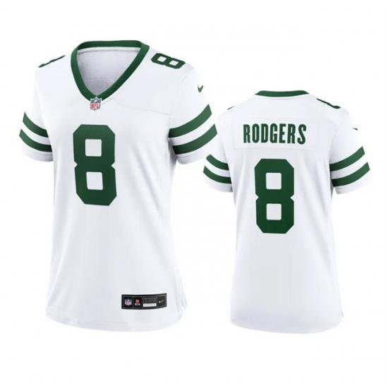 Women New York Jets 8 Aaron Rodgers White 2024 Stitched Football Jersey