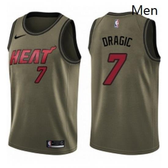 Mens Nike Miami Heat 7 Goran Dragic Swingman Green Salute to Service NBA Jersey