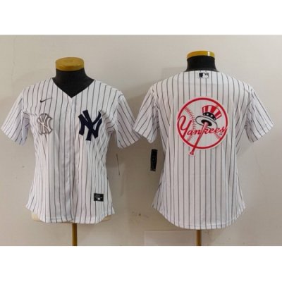 Women New York Yankees White Team Big Logo Cool Base Stitched Jersey 11