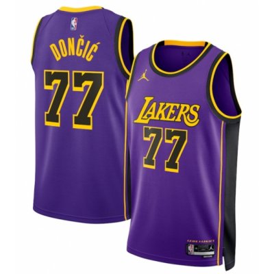 Men Los Angeles Lakers #77 Luka Doncic Jordan Brand Swingman Jersey Icon Edition Purple