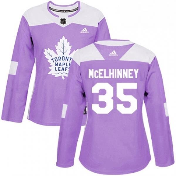 Womens Adidas Toronto Maple Leafs 35 Curtis McElhinney Authentic Purple Fights Cancer Practice NHL Jersey