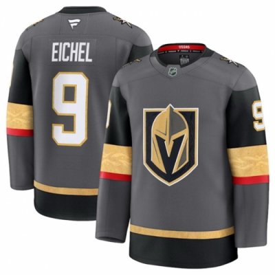 Men Vegas Golden Knights Grey 9 Jack Eichel 2024 25 Alternate Stitched Hockey Jersey