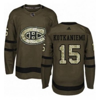 Mens Adidas Montreal Canadiens 15 Jesperi Kotkaniemi Premier Green Salute to Service NHL Jersey