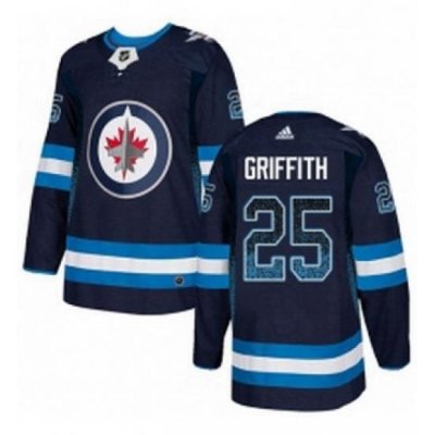 Mens Adidas Winnipeg Jets 25 Seth Griffith Authentic Navy Blue Drift Fashion NHL Jersey