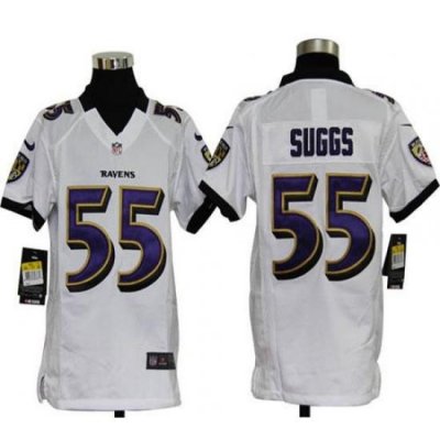 Nike Ravens #55 Terrell Suggs White Youth Stitched NFL Elite Jersey