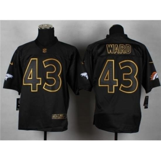 Nike Denver Broncos 43 T.J. Ward black Elite gold lettering fashion