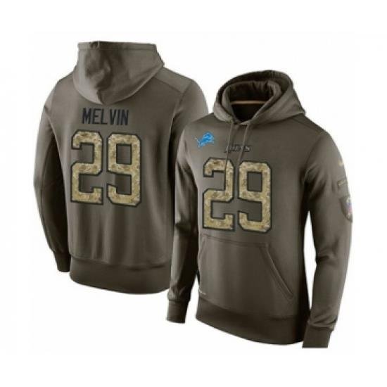 Football Mens Detroit Lions 29 Rashaan Melvin Green Salute To Service Pullover Hoodie