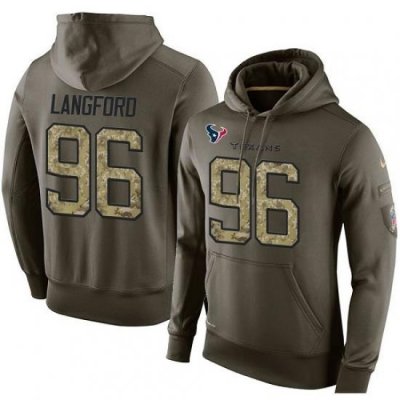 NFL Nike Houston Texans 96 Kendall Langford Green Salute To Service Mens Pullover Hoodie