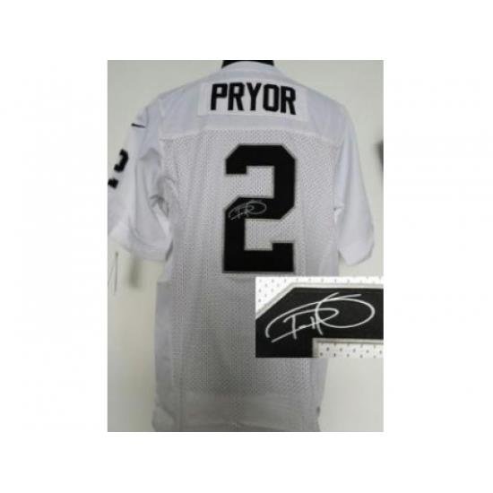 Nike Oakland Raiders 2 Terrelle Pryor White Elite Signed NFL Jersey