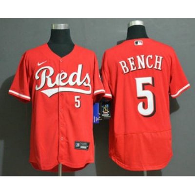 Men Cincinnati Reds 5 Johnny Bench Red Stitched MLB Flex Base Nike Jersey