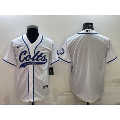 Men Indianapolis Colts Blank White Cool Base Stitched Baseball Jersey