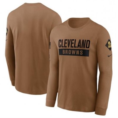 Men Cleveland Browns 2023 Brown Salute To Service Long Sleeve T Shirt