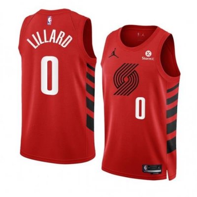 Men Portland Trail Blazers 0 Damian Lillard 2022 23 Red Statement Edition Swingman Stitched Basketball Jersey