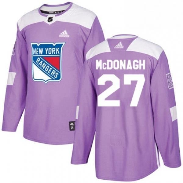 Mens Adidas New York Rangers 27 Ryan McDonagh Authentic Purple Fights Cancer Practice NHL Jersey