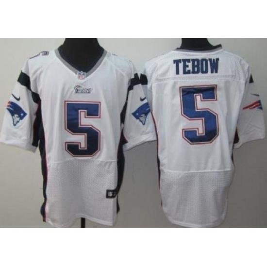 Nike New England Patriots 5 Tim Tebow White Elite NFL Jersey