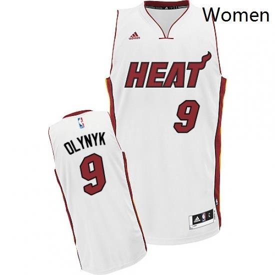 Womens Adidas Miami Heat 9 Kelly Olynyk Swingman White Home NBA Jersey