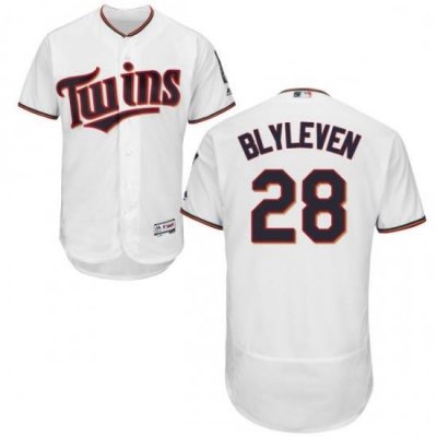 Mens Majestic Minnesota Twins 28 Bert Blyleven White Home Flex Base Authentic Collection MLB Jersey