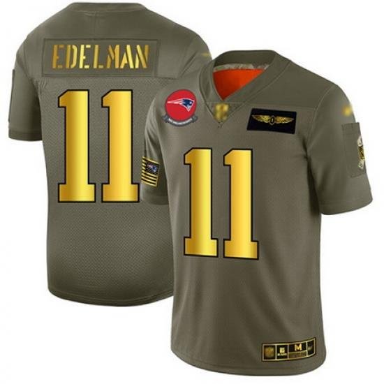 Patriots 11 Julian Edelman Camo Gold Men Stitched Football Limited 2019 Salute To Service Jersey