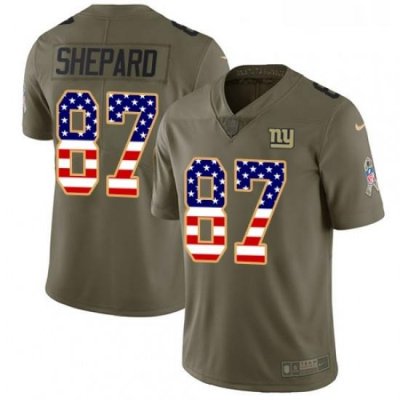 Mens Nike New York Giants 87 Sterling Shepard Limited OliveUSA Flag 2017 Salute to Service NFL Jersey