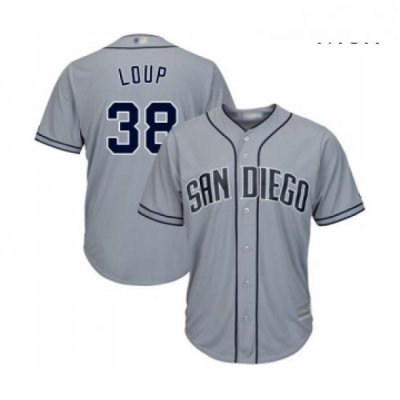 Mens San Diego Padres 38 Aaron Loup Replica Grey Road Cool Base Baseball Jersey