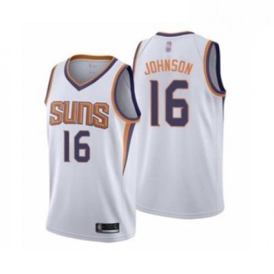 Mens Phoenix Suns 16 Tyler Johnson Authentic White Basketball Jersey Association Edition