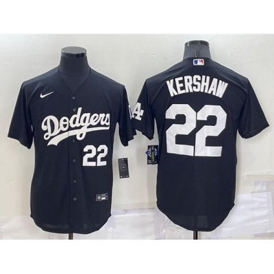 Men Los Angeles Dodgers 22 Clayton KershaW Black Cool Base Stitched Baseball Jersey