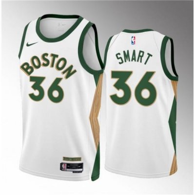 Men Boston Celtics 36 Marcus Smart White 2023 24 City Edition Stitched Basketball Jersey