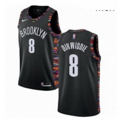 Mens Nike Brooklyn Nets 8 Spencer Dinwiddie Swingman Black NBA Jersey 2018 19 City Edition