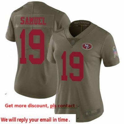 49ers 19 Deebo Samuel Olive Women Stitched Football Limited 2017 Salute to Service Jersey