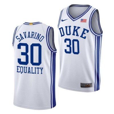 Duke Blue Devils Michael Savarino White Equality Men Jersey