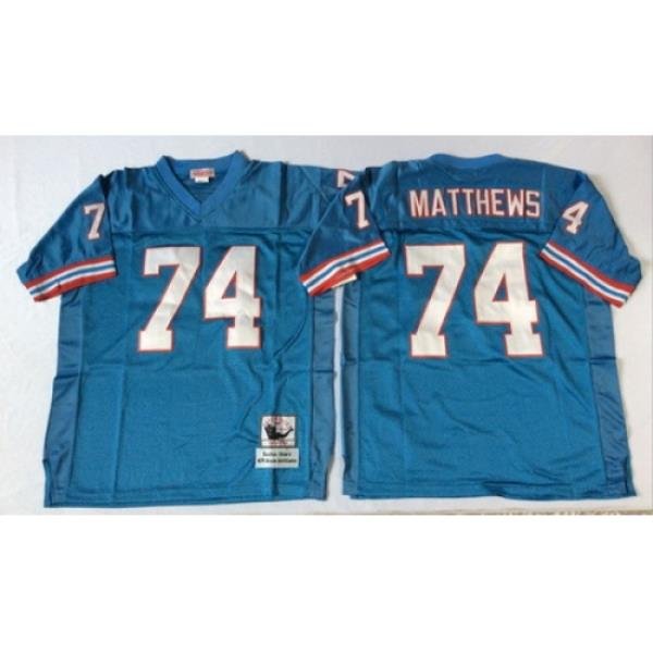 Oilers 74 Bruce Matthews Blue Throwback Jersey