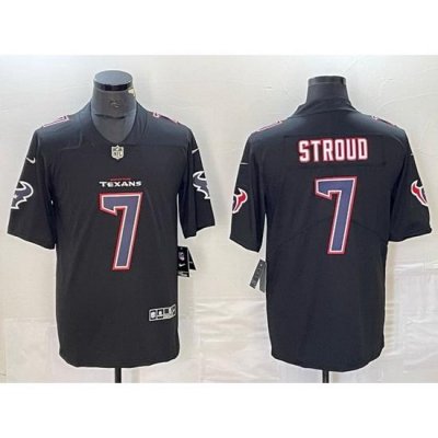 Men Houston Texans 7 C J  Stroud Black Fashion With Patch Vapor Untouchable Limited Stitched Football Jersey