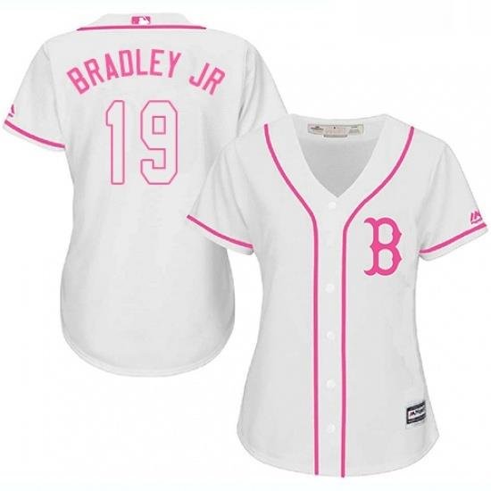 Womens Majestic Boston Red Sox 19 Jackie Bradley Jr Replica White Fashion MLB Jersey