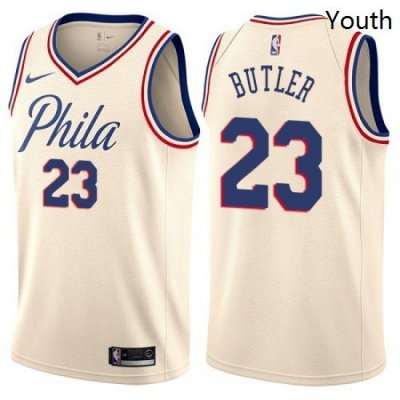 Youth Nike Philadelphia 76ers 23 Jimmy Butler Swingman Cream NBA Jersey City Edition