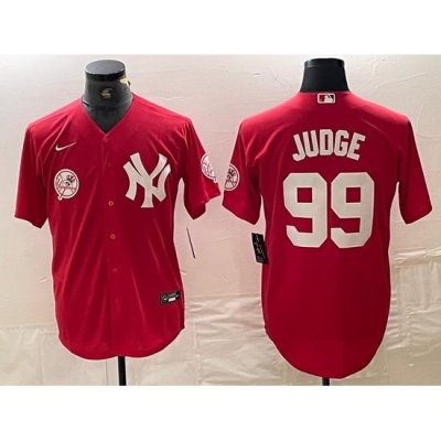 Men NeW York Yankees 99 Aaron Judge Red Cool Base Stitched Baseball Jersey 2