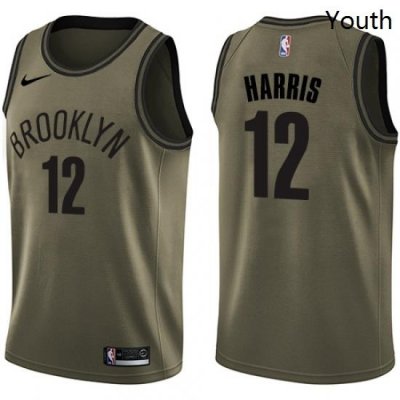 Youth Nike Brooklyn Nets 12 Joe Harris Swingman Green Salute to Service NBA Jersey