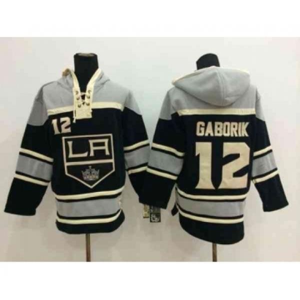 nhl jerseys los angeles kings #12 gaborik black-grey[pullover hooded sweatshirt]