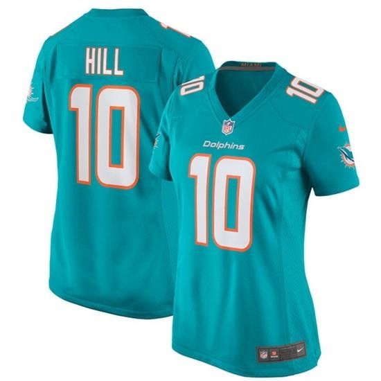 Women Miami Dolphins 10 Tyreek Hill Aqua Vapor Untouchable Stitched Jersey