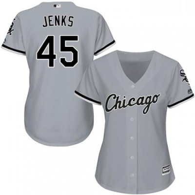 Womens Majestic Chicago White Sox 45 Bobby Jenks Authentic Grey Road Cool Base MLB Jersey