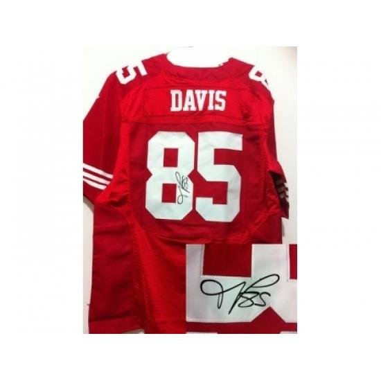 Nike San Francisco 49ers 85 Vernon Davis Red Elite Signed NFL Jersey