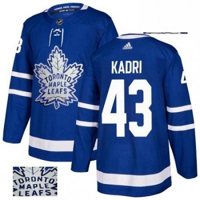 Mens Adidas Toronto Maple Leafs 43 Nazem Kadri Authentic Royal Blue Fashion Gold NHL Jersey